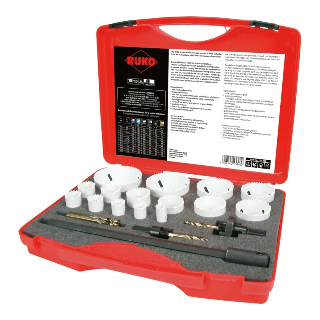 Set Premium 15 Carote Bimetal HSS Co8 Ø16-83 mm