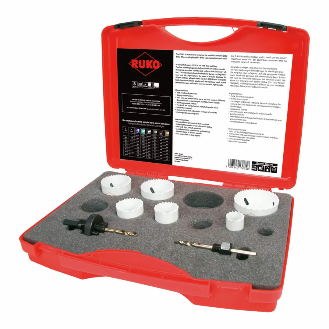 Set Profesional 6 Carote Bimetal HSS Co8 EK2 Ø22-68 mm