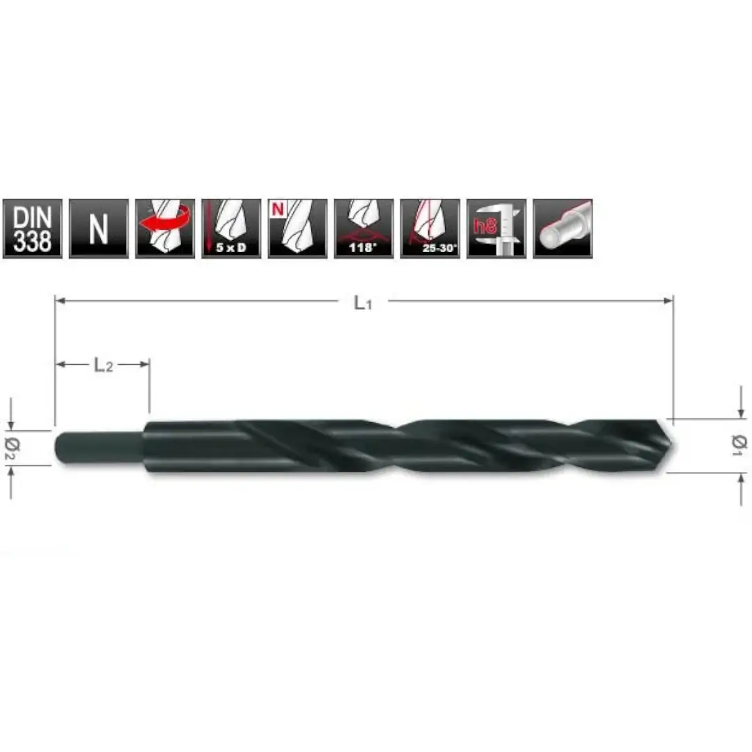 Burghiu metal coada redusa DIN 338 Burghiu metal coada redusa DIN 338