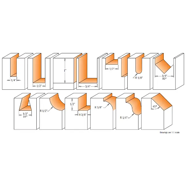 Dimensiuni set 13 freze lemn Dimensiuni set 13 freze lemn