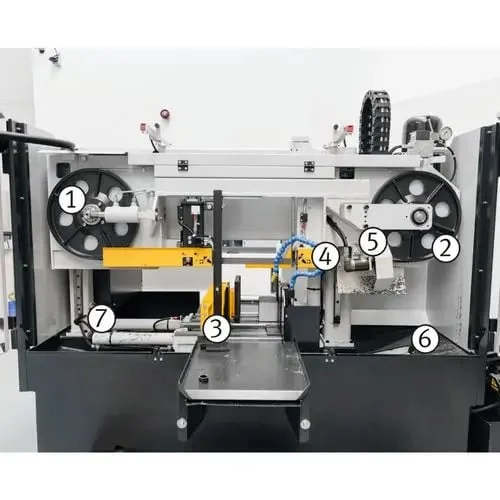 Fierastrau orizontal cu banda cu doua coloane HMBS 300 x 300 CNC X Fierastrau orizontal cu banda cu doua coloane HMBS 300 x 300 CNC X METALLKRAFT Lungime banda 4520 mm