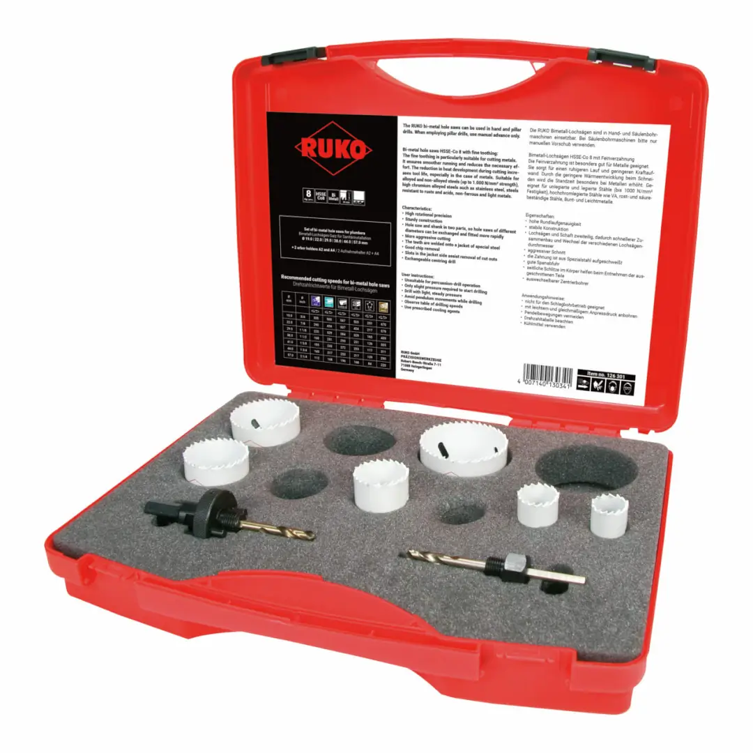 Set Profesional 6 Carote Bimetal HSS Co8 PK1 Ø 19-57 mm