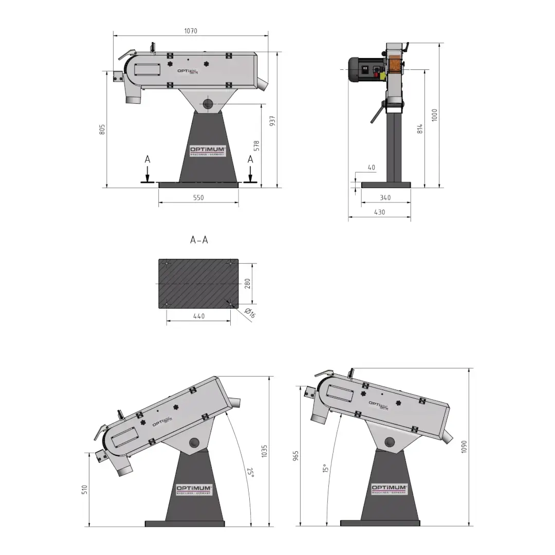 Dimensiuni masina slefuit banda GBS75 Dimensiuni masina slefuit banda GBS 75