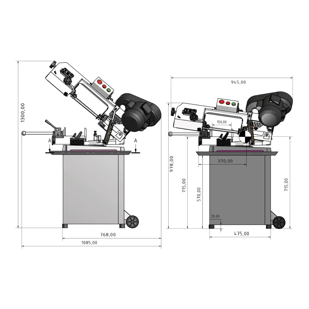 Dimensiuni fierastrau metal S 131 GH Dimensiuni fierastrau metal S 131 GH
