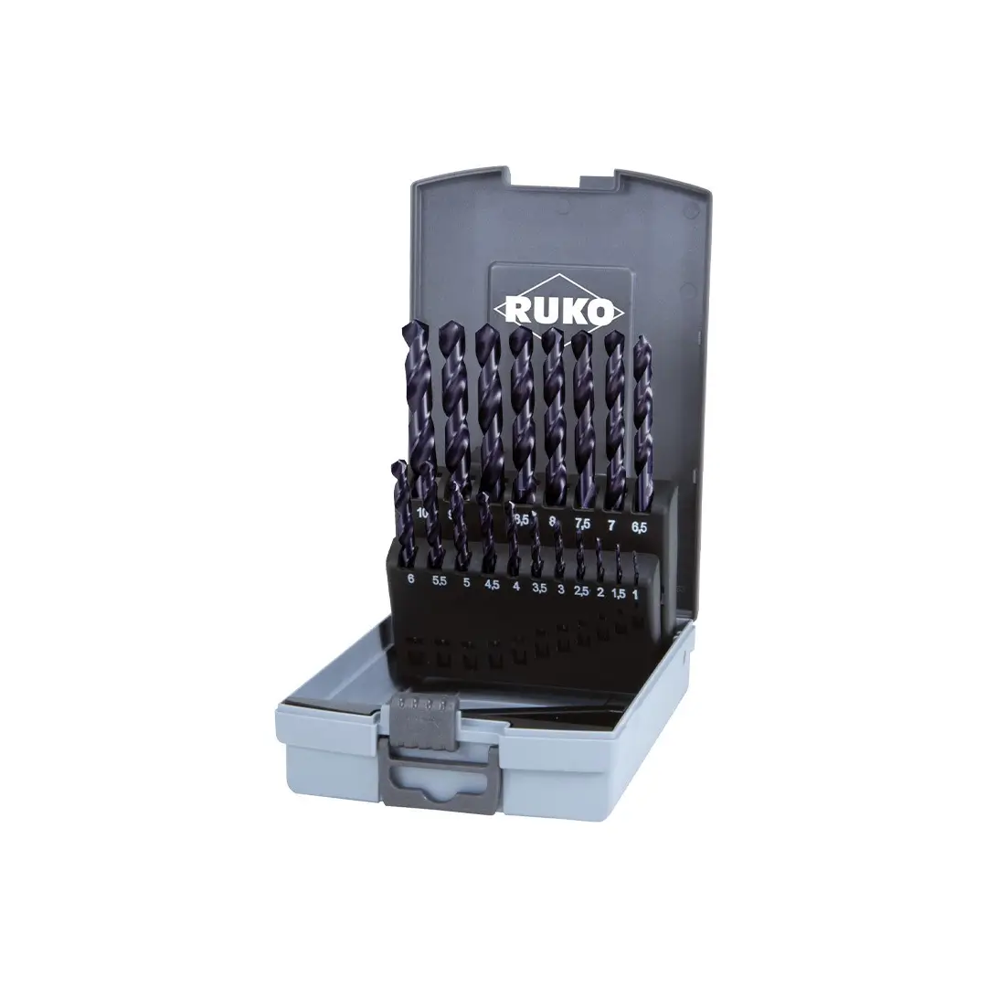 Set de 25 burghie elicoidale din 338 tip va hsse co 8 tialn cutie din plastic ruko