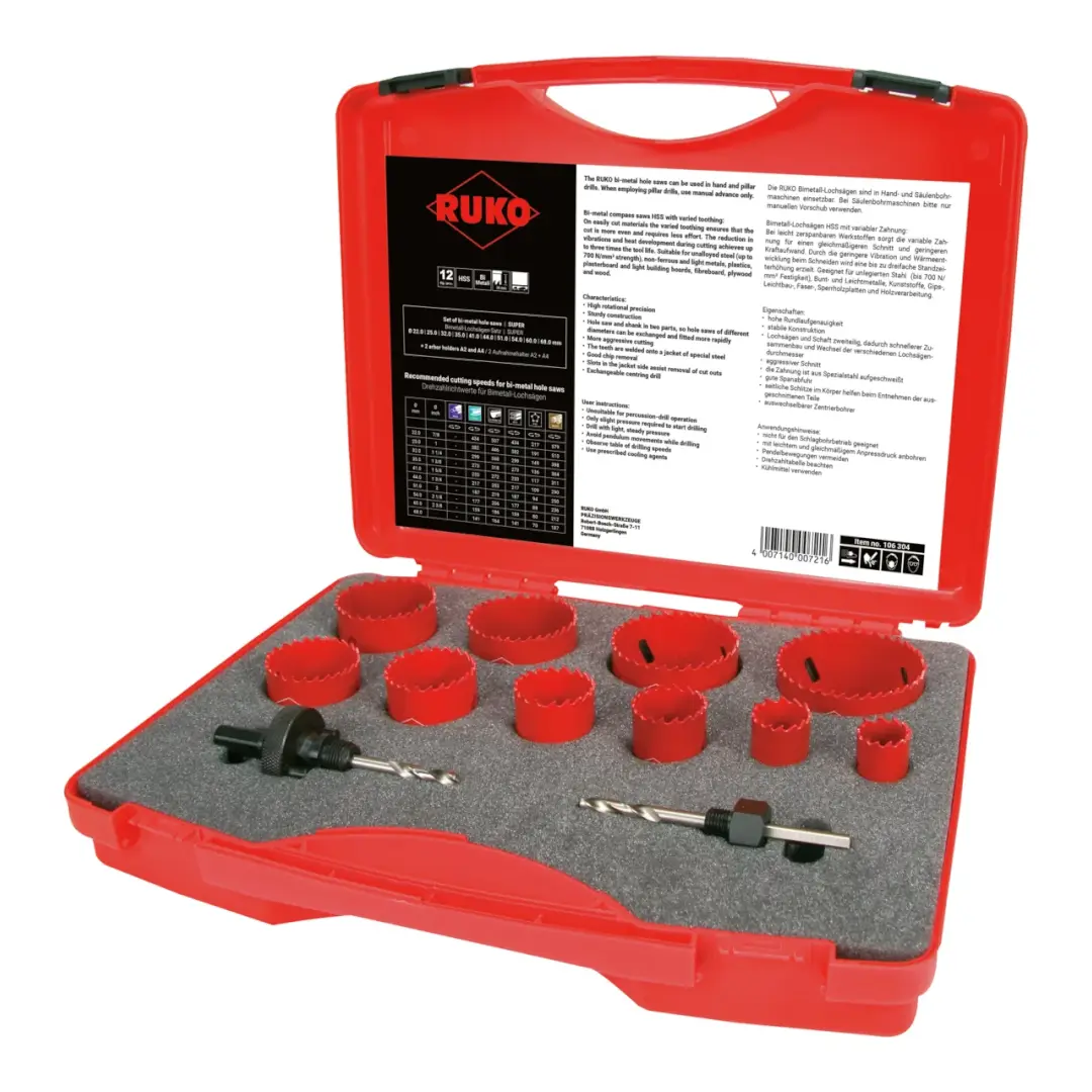 Set Super 10 Carote Bimetal HSS Ø22-68 mm