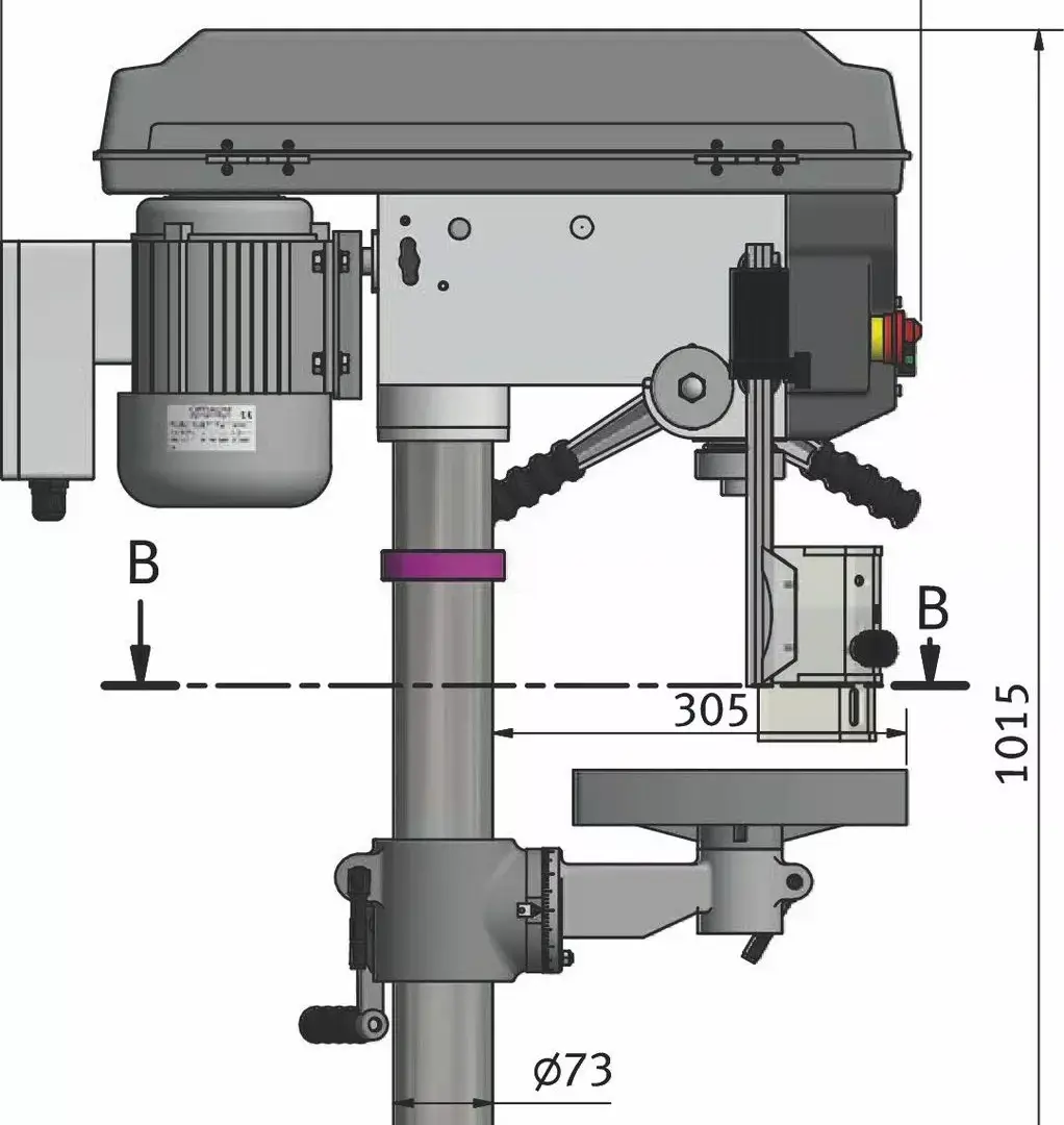 Dimensiuni gabarit masina gaurit coloana D 23 PRO Dimensiuni gabarit masina de gaurit cu coloana D 23 PRO